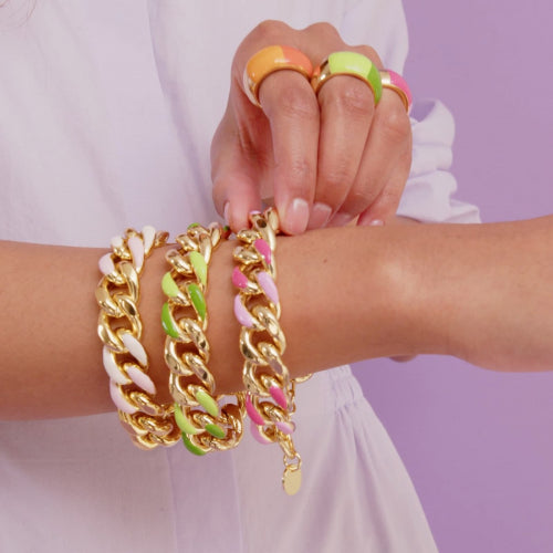 Brazalete de cadena Groumette de oro rosa y blanco 007EXB0025005