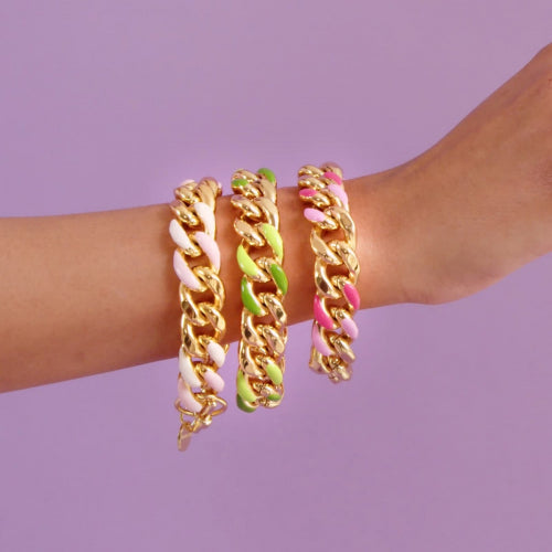 Brazalete de cadena Groumette de oro rosa y blanco 007EXB0025005
