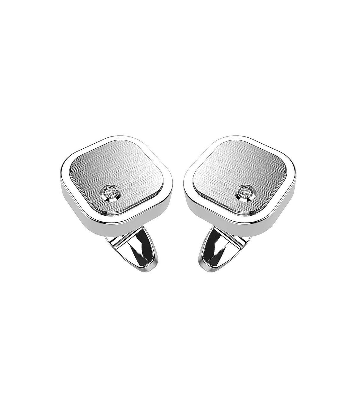 Gemelli Uomo HiTeck Satinato con Zaffiri Bianchi EHG041