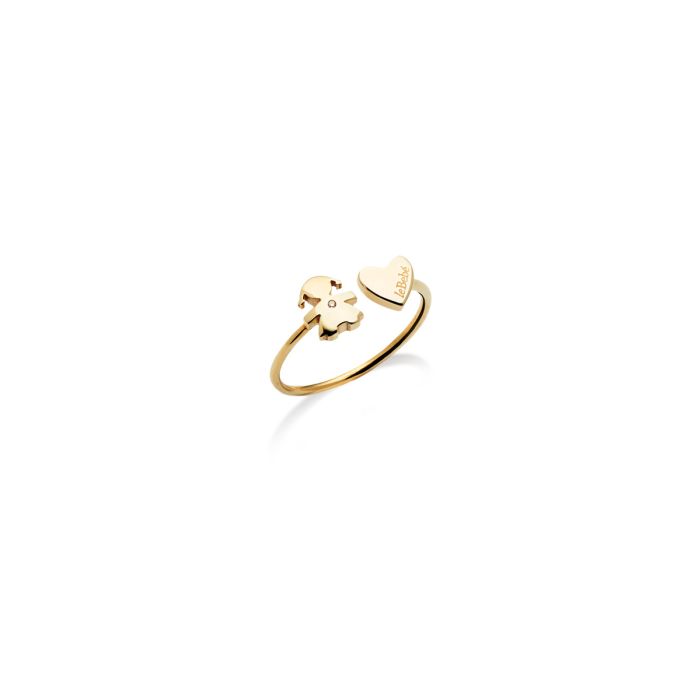 Anello Les Petits Bimba e Cuore in Oro con Diamante LBB701
