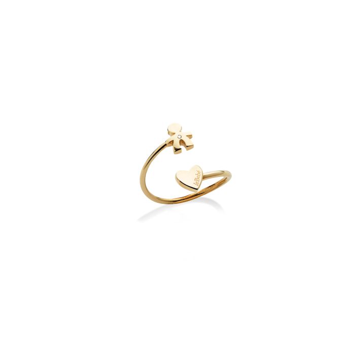 Anillo Les Petits Bimbo y Corazón en Oro con Diamante LBB702