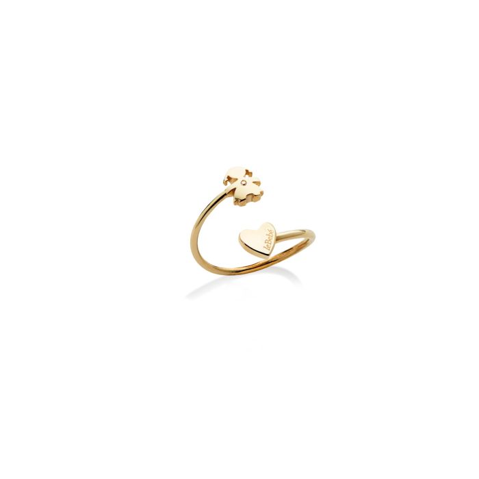 Anello Les Petits Bimba e Cuore in Oro con Diamante LBB703