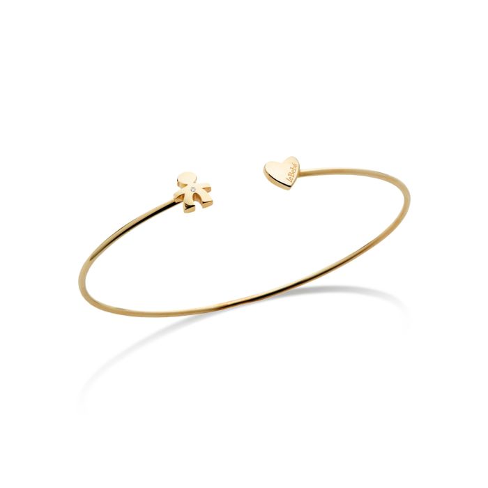 Pulsera semirrígida Les Petits Bimbo y Corazón en Oro y Diamante LBB720