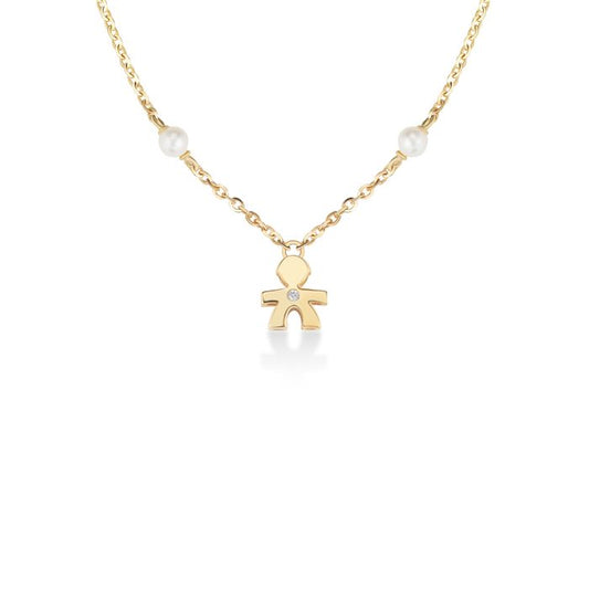 Collana Le Perle Bimbo in Oro Perle 3.5mm con Diamante LBB830