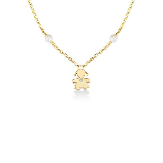 Collana Le Perle Bimba in Oro Perle 3.5mm con Diamante LBB831