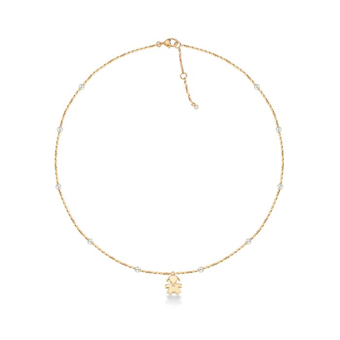 Collar Le Perle Bimba de perlas doradas de 3,5 mm con diamante LBB831