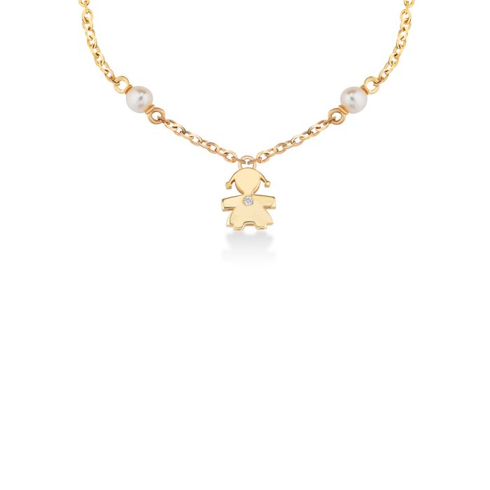 Pulsera Le Perle Bimba de Oro amarillo con Perlas y Diamante LBB833