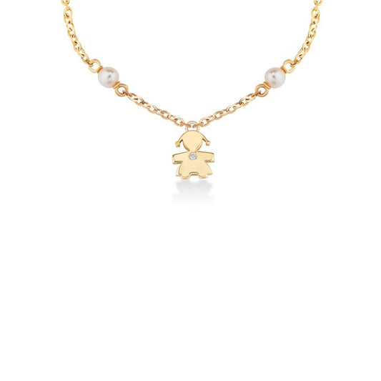 Bracciale Le Perle Bimba oro Giallo con Perle e Diamante LBB833