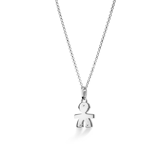 Collar Colgante Niño de Oro Blanco con Diamantes LBB151