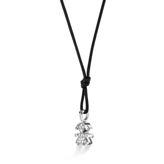 Collana I Pavé Micro con Bimba Oro Bianco e Diamanti LBB543/F