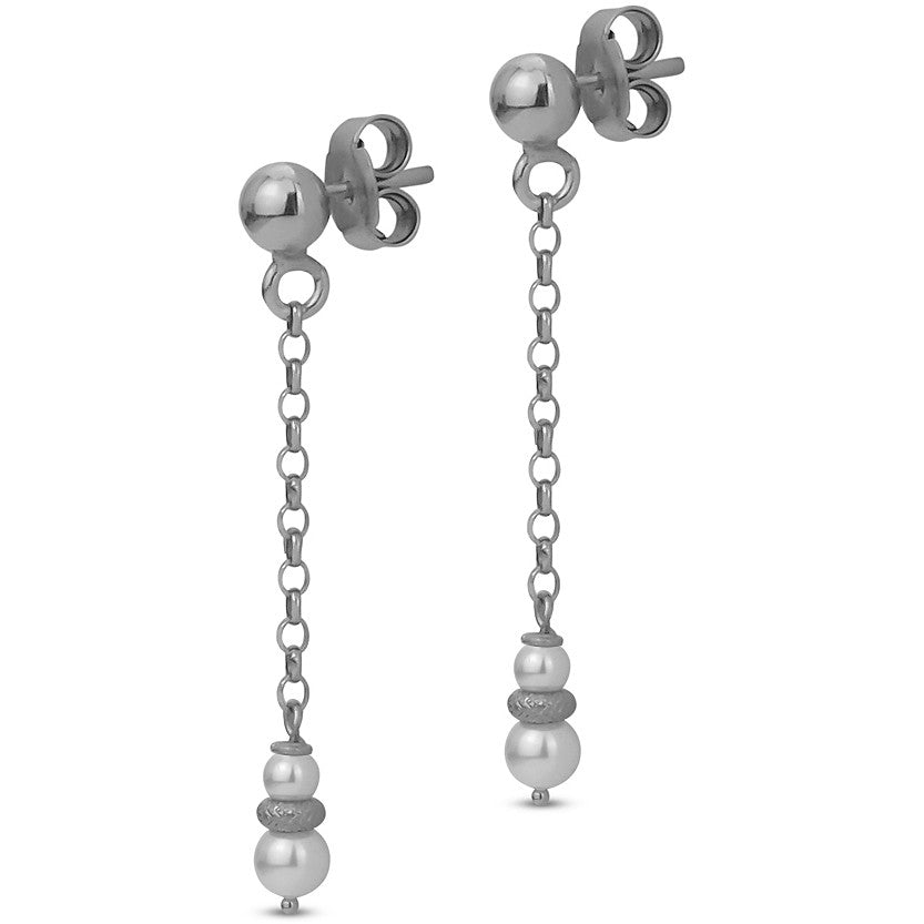 Orecchini Pendenti con Perle ed Elemento Diamantato OR780