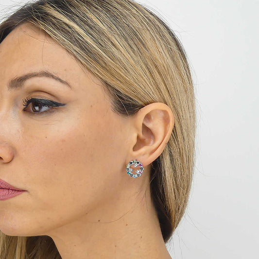 Pendientes Bolitas con Cristales de Colores XOR663