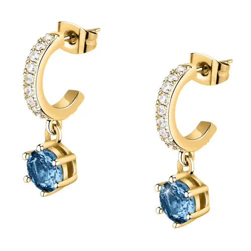 Pendientes Colores Dorados con Circonitas Azules y Blancas SAVY07
