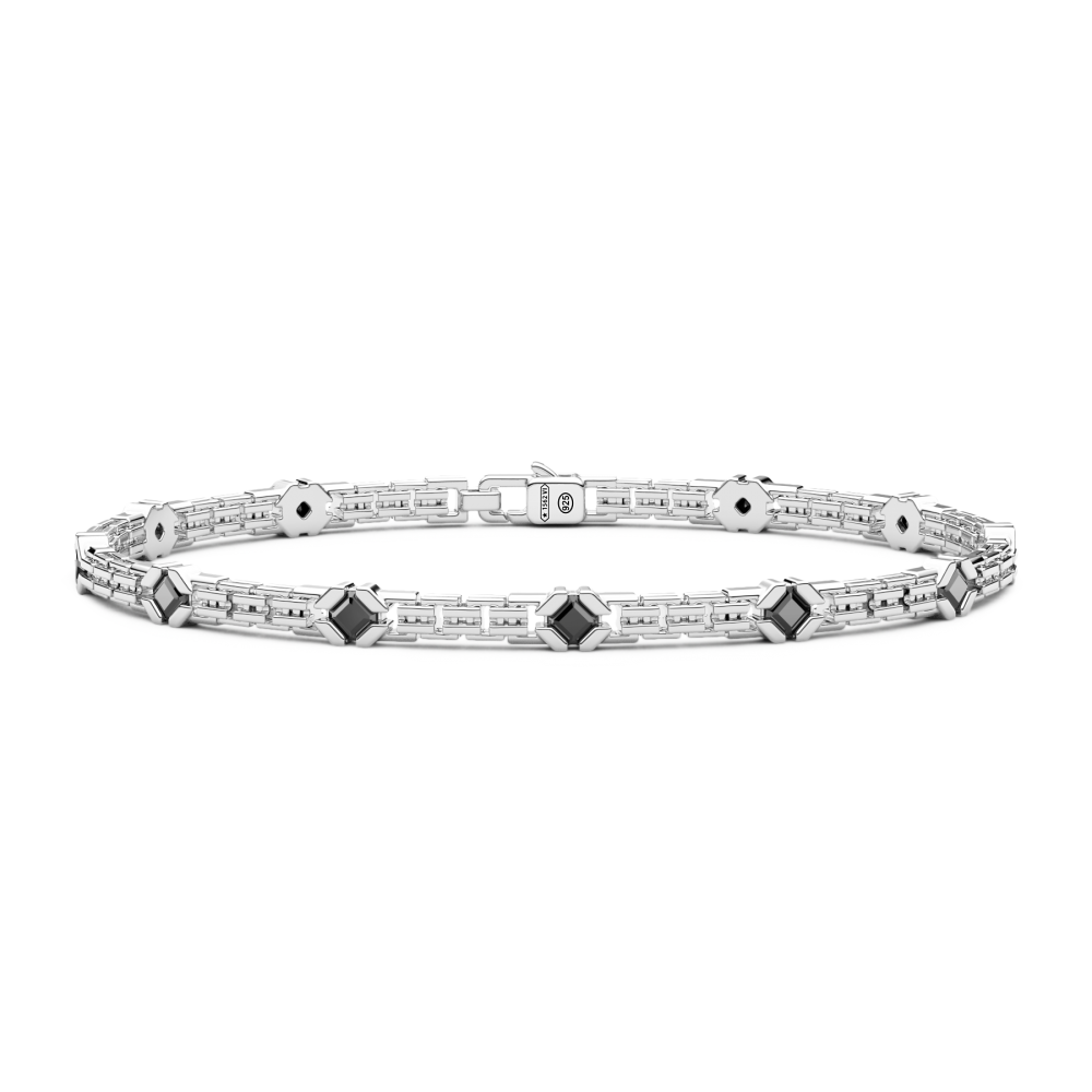 Bracciale Uomo in Argento con Pietre Nere ESB314-NE