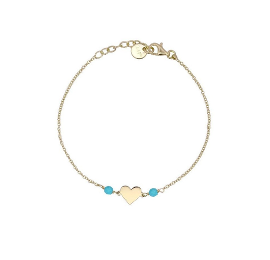 Bracciale Dorato con Cristalli Azzurri e Cuore BR-016 AM1 AU