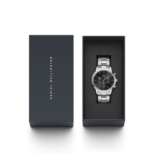 Reloj Iconic Cronógrafo Hombre Acero y Negro DW00100645