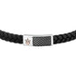 Bracciale Uomo Recycled Leather Acciaio e Nero JM424AVE26