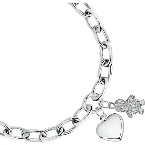 Bracciale Talismani in Acciaio con Cuore e Bambina SAGZ21