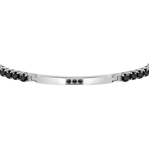 Bracciale Uomo Tennis in Acciaio con Zirconi Neri SAEV47