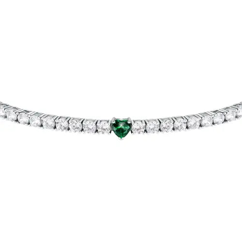 Bracciale Tesori con Zirconi Bianchi e Verde a Cuore SAIW169