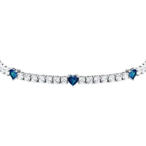 Bracciale Tesori Tennis con Zirconi Bianchi e Blu a Cuore SAIW234