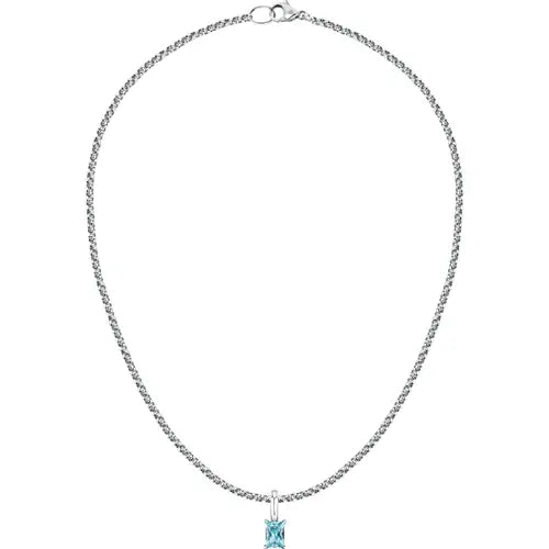 Collana Drops in Acciaio con Zircone Azzurro SCZ1324