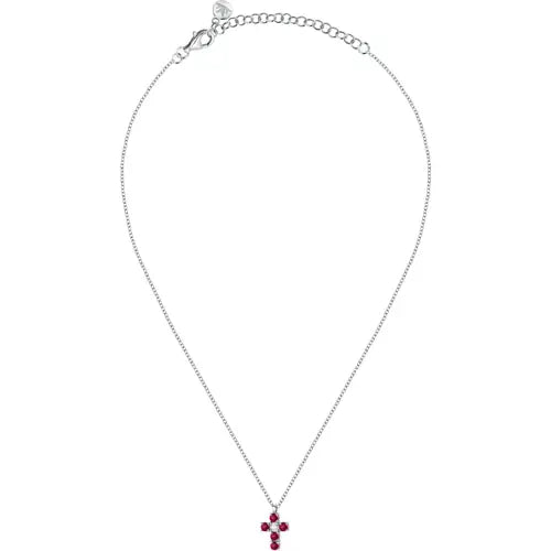 Collana Tesori con Croce e Pietre Rosse e Bianche SAIW215