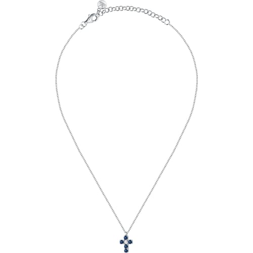 Collana Tesori con Croce e Pietre Blu e Bianche SAIW216