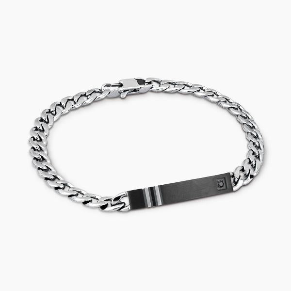 Bracciale Uomo Acciaio e Nero con Cristallo 231410