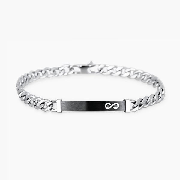 Bracciale Uomo Acciaio e Nero con Infinito 231827