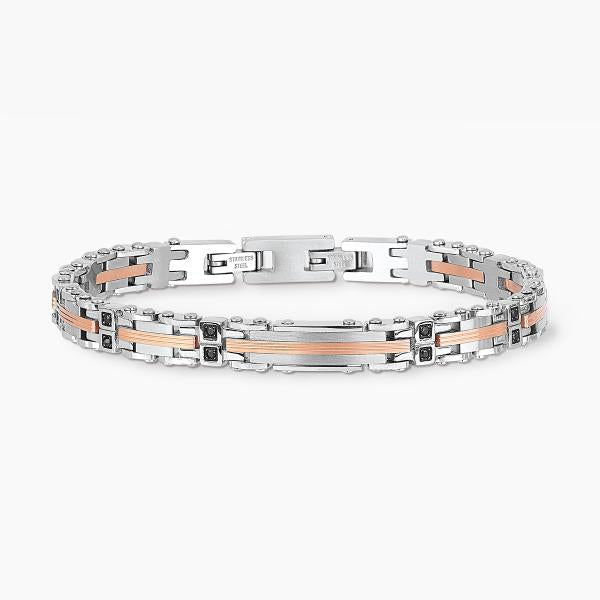 Bracciale Uomo Acciaio e Rosato con Cristalli 232196