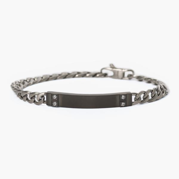 Bracciale Uomo in Pvd Gunmetal con Zirconi Bianchi 232330