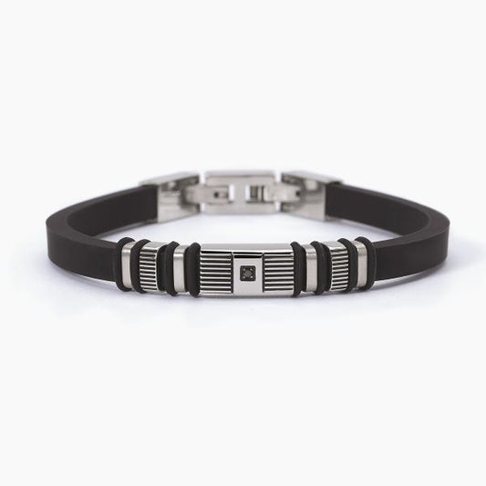 Bracciale Uomo in Silicone Nero e Cristallo 232370