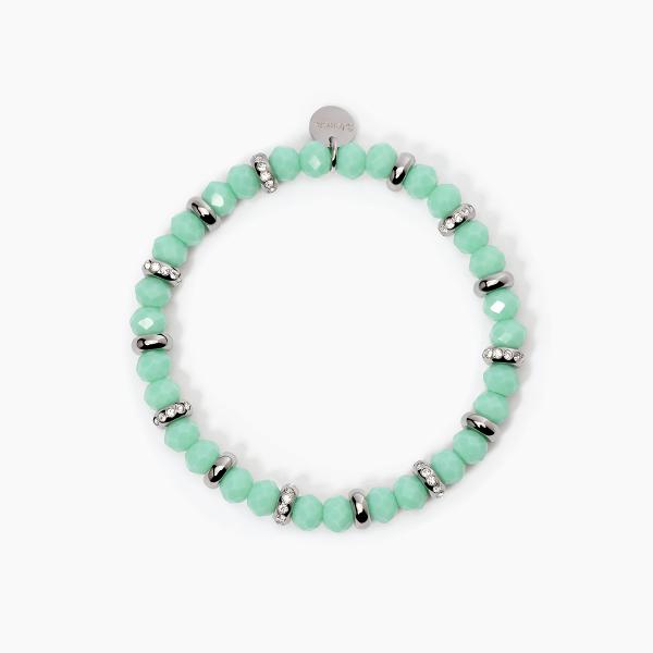 Bracciale con Sfere Glass Verde e Cristalli Bianchi 232413