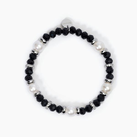 Bracciale con Glass Nero e Perle Conchiglia 8mm 232418