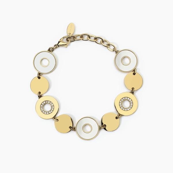 Bracciale Dorato con Elementi Tondi e Madreperla 232440