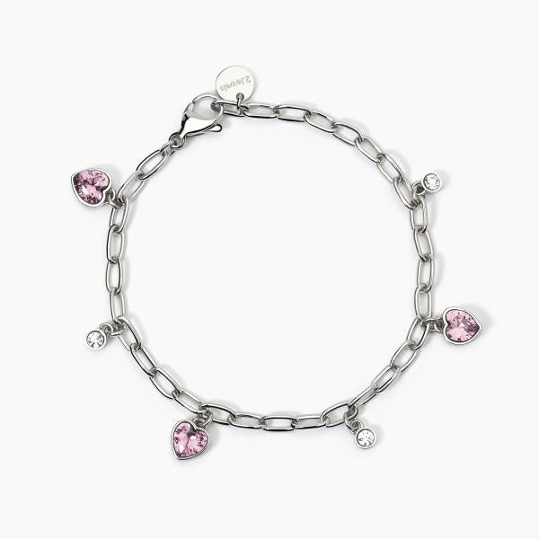 Bracciale con Zirconi Rosa a Cuore e Cristalli Bianchi 232442