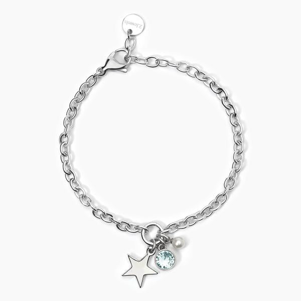 Bracciale con Stella, Perla Conchiglia 4mm e Cristallo Azzurro 232445