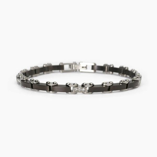 Bracciale Uomo Gunmetal e Cristalli Bianchi 232465