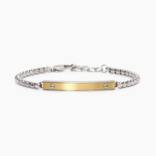 Bracciale Uomo in Acciaio con Piastra Centrale Dorata 232505