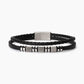 Bracciale Uomo in Acciaio con Similpelle Nera 232555