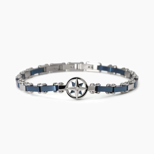 Bracciale Uomo Acciaio e Pvd Blu con Rosa dei Venti 232571