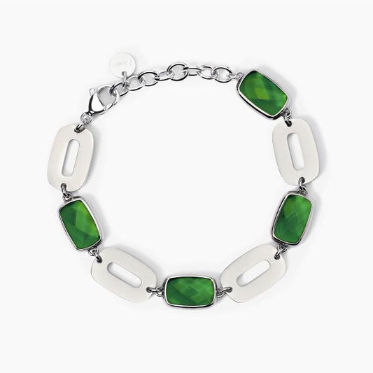 Bracciale in Acciaio con Glass Verde 232585