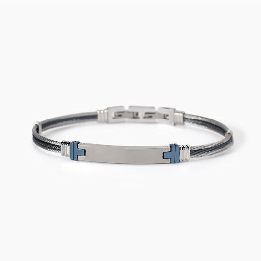 Bracciale Uomo in Acciaio e Pvd Blu con Piastra Centrale 232593