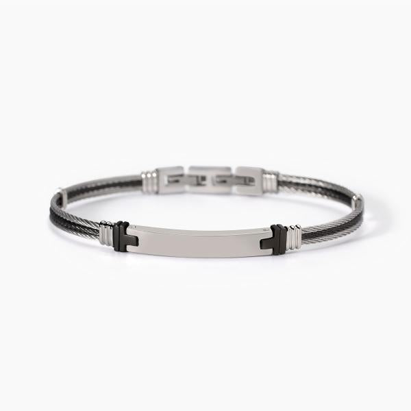 Bracciale Uomo in Acciaio e Pvd Gunmetal e Piastra Centrale 232594