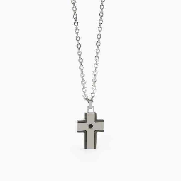 Collana Uomo con Croce in Pvd Gunmetal 251907