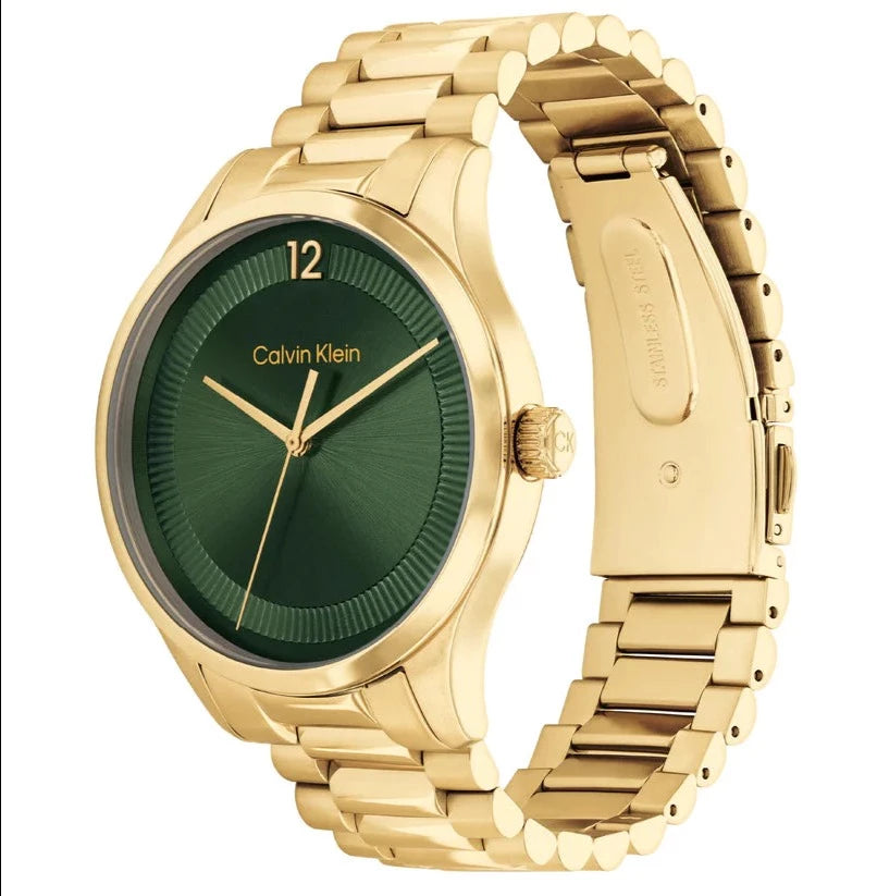Reloj icónico para hombre dorado y verde 25200229