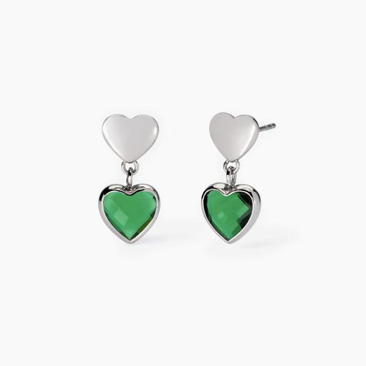 Orecchini Cuore con Glass Verde 261490