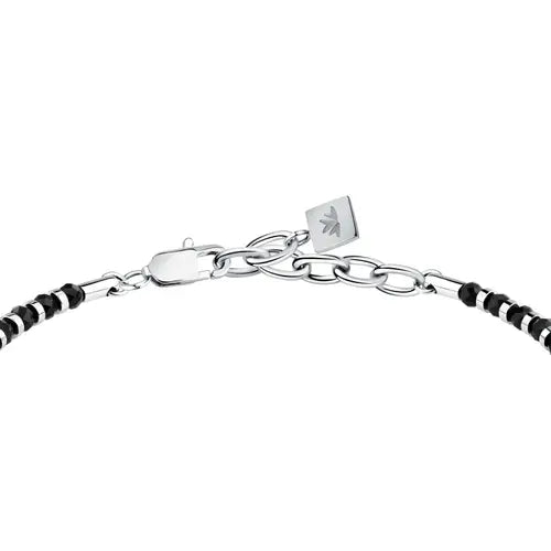 Bracciale Uomo con Pietre Agata Nera S1733