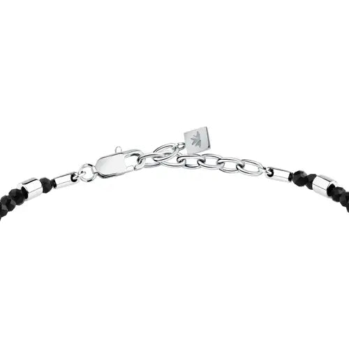 Bracciale Uomo Acciaio con Pietre Agata Nera S1734